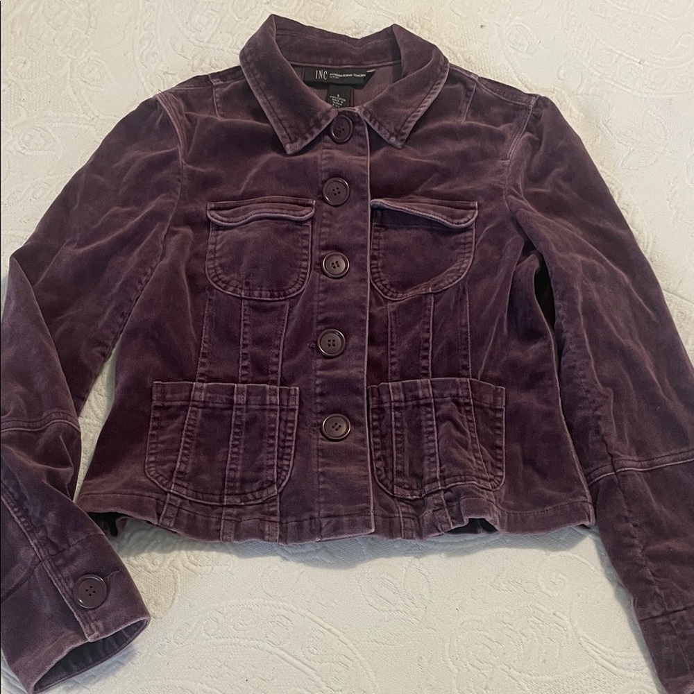 INC international concepts petite size small purple, plum jacket